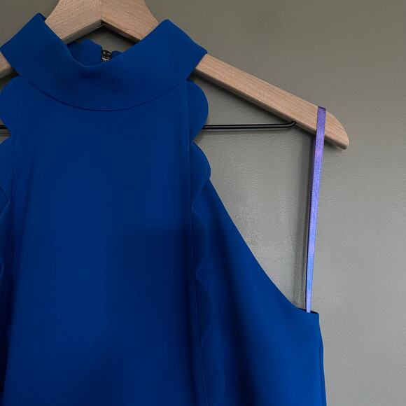 Ted Baker Torrii Dress Blue Size 6 Halterneck Scalloped Cute Chic High Neck Sexy - Picture 9 of 16